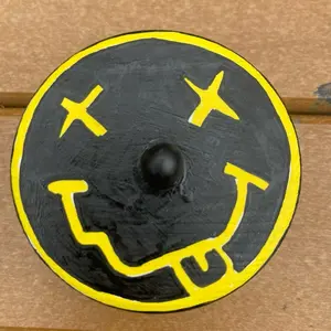 Nirvana Painted Box with Yellow Outline, Black Background, Fun Design, Ideal for Decorative Use