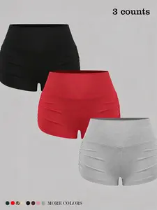 Women's New Summer Sexy Teenage Slim Fit Short Set, 3 Piece Knit Shorts, Bottoms, Versatile Home and Daily Wear, Fashionable Women's Clothing, Knitted