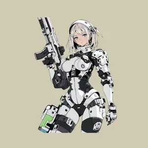 Anime Sci-Fi Tactical Girl Sticker, Futuristic Combat Armor, Military Aesthetic, Vinyl Laptop & Car Sticker, Anime Lover