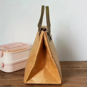 Paper Insulated Lunch Bag, Portable Bento Box Carrier with Sturdy Handles, Lunch Bag for Office Workers, Picnics & Outdoor Use, Thermal Bag