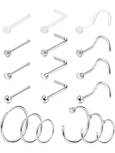 Hypoallergenic G23 Titanium Nose Ring Studs for Sensitive Skin 20G Nose Ring Hoops Nose Studs for Women Men 2mm Small Titanium Nose Piercing Jewelry