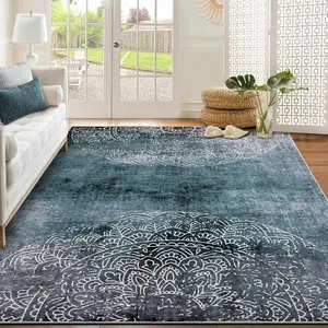 Washable Area Rug Large Living Room Rug Modern Ombre Carpet Stain-Resistant Non-Slip Soft Dining Room for Under Table Modern Medallion Accent Carpet for Bedroom Office