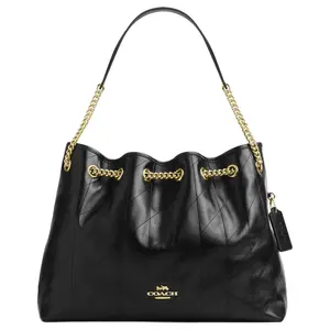 COACH Evelyn 34 Quilted Leather Tote Bag for Women in Black