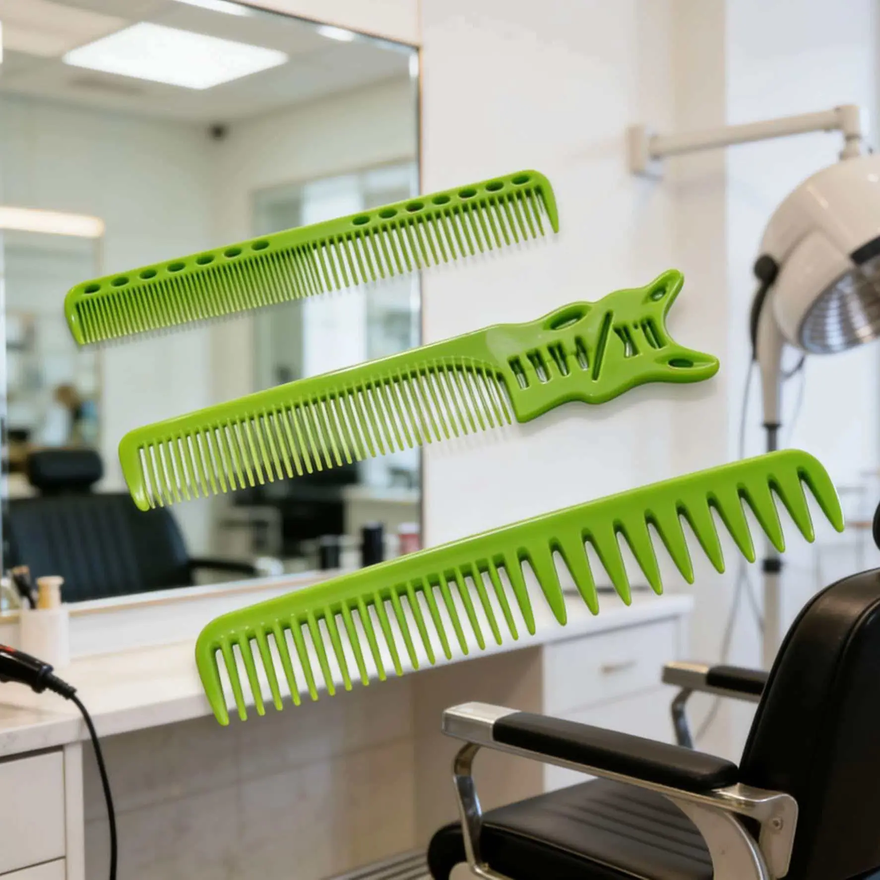 3-Piece Professional Hair Salon Grooming Comb Set, Ultra-Thin Cutting Flat Head Hairstylist Tool, Men's & Women's Exclusive Hair Care Accessory, Hair Styling Combs, Hairdressing Comb, Hair Tools