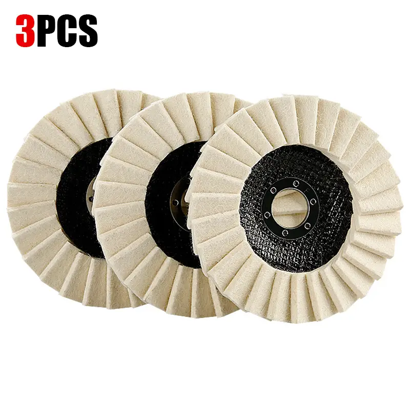 LOZLIN 3PCS 5Inch Stone Polishing Wheels - Wool Buffing Discs for Stainless Steel, Aluminum & Metal - Angle Grinder Attachment for Surface Finishing &