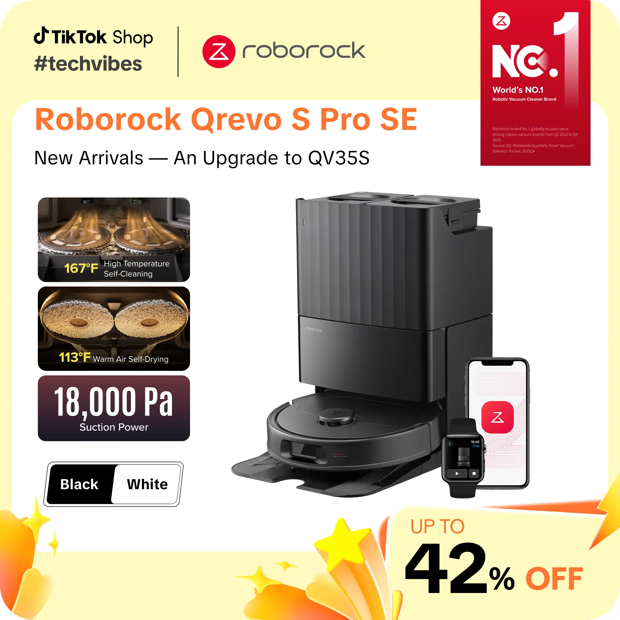 [new arrivals] Roborock Qrevo Series S Pro SE Robot Vacuum Cleaner & Mop - Home Cleaning Supplies, Strong Suction, Self-Drying, Auto Washing, Self-Emptying & Refilling, 10mm Lifting, Smart Obstacle Avoidance, Deep Clean #TechVibes