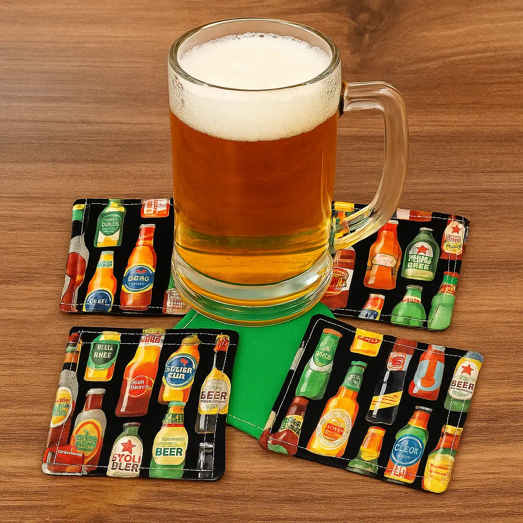 Handmade Quilted Fabric Coasters - Set of 6 | Reversible Eco-Friendly Home Decor with Soft Cotton Prints & Light Batting for Absorbency and Durability