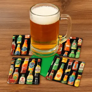 Handmade Quilted Fabric Coasters - Set of 6 | Reversible Eco-Friendly Home Decor with Soft Cotton Prints & Light Batting for Absorbency and Durability