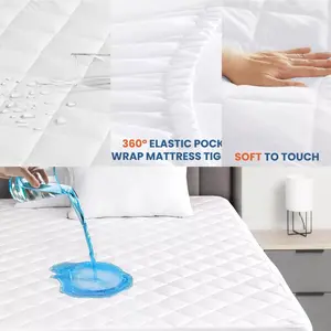 Waterproof Quilted Mattress Protector Extra Deep Fitted Bedding with Anti-Allergy & Breathable Microfiber Material Twin Full Queen King Sizes