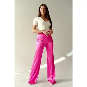 Sculpt & Shine Satin High Waist Pant - Fuchsia