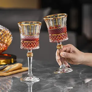 Handmade Diamond Crystal Glass Wine Cup, High-End European Luxury Goblet, French Style Home Use Wine Glass