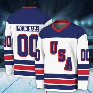 Hockey Jersey Of Usa Team, Personalization Printed Jersey With Name Number, Unisex Sport Fan Gift, US Hockey Shield 2026 Replica Jersey