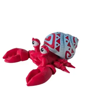 Tattooed Hermit Crab Flexi Magenta & Blue White Shell with Design and Colorful Shell