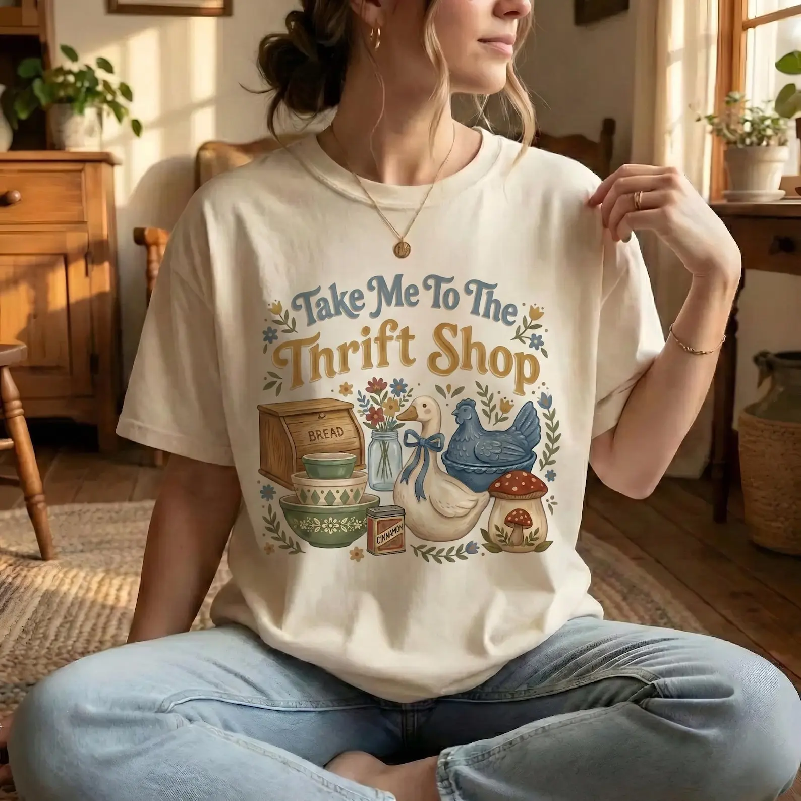 Comfort Colors Thrift Shop T-Shirt, Vintage Thrifting Graphic Tee, Take Me to the Thrift Shop Shirt, Funny Goose T-Shirt, Retro Thrift Lover Tee