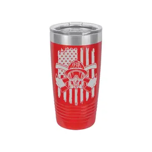 Firefighter USA Flag, First Responder 20oz Tumbler, Engraved Gift, Custom Insulated Cup, Polar Camel Tumbler 20oz