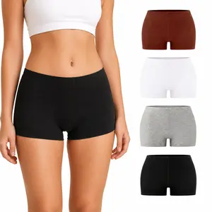 Women's High Waisted Full Coverage Boyshort Panties - Soft Cotton Spandex Stretch Boxer Underwear, Anti-Chafing, Smooth, Minimalist, Seamless, Leg-Friendly Solid Basic Multipack, Comfortable Breathable for Summer period underwear