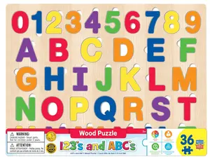 Educational ABC123 36 Piece Real Wood Jigsaw Puzzle Educational ABC123 36 Piece Real Wood Jigsaw Puzzle