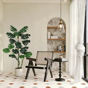 4/5/6ft Artificial Monstera Deliciosa Plant in Pot - Realistic Faux Greenery for Home, Office, or Store Decor - Low Maintenance Decorative Indoor Floor Plant