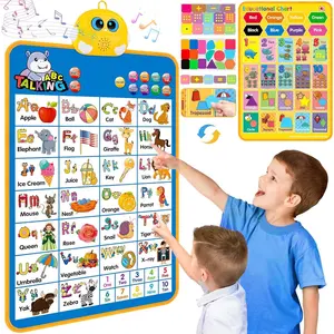 X-ITC13 Electronic Alphabet Wall Chart, Talking ABC, 123s, Music Poster, Kids Learning Toys for Toddlers 1-3, Interactive Educational Toddler Toy, Birthday Gifts for Age 1 2 3 4 5 Year Old Boys Girls - Blue