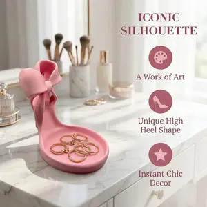 High Heel Jewelry Stand, Ring Display Rack with Bow, Decorative Jewelry Tray Organizer, Elegant Storage Solution for Accessories