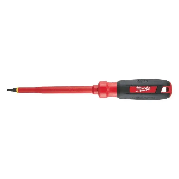 Milwaukee 48-22-2253 #3 Square 6 in. 1000V High Voltage Insulated Screwdriver, Flame Ret., Dual Layer Insulation, Impact Resistant Handle, for Jobsite Use