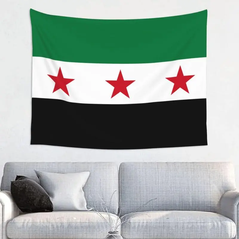 Tapestry Wall Banner, Minimal Country Flag Print for Living Room Dorm DecorCustom Aesthetic TapestrySyria Flag Tapestry, Colorful Polyester Decorative Wall Hanging Home Textile, Syrian Arab Republic Home Decor for Light Room DecorationAnime Flag Letter Pr