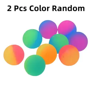 55mm2Pcs Cute Fluorescence Children Toy Ball Colored Boy Bouncing Ball Rubber Kids Sport Games Elastic Jumping Balls Outdoor Toy