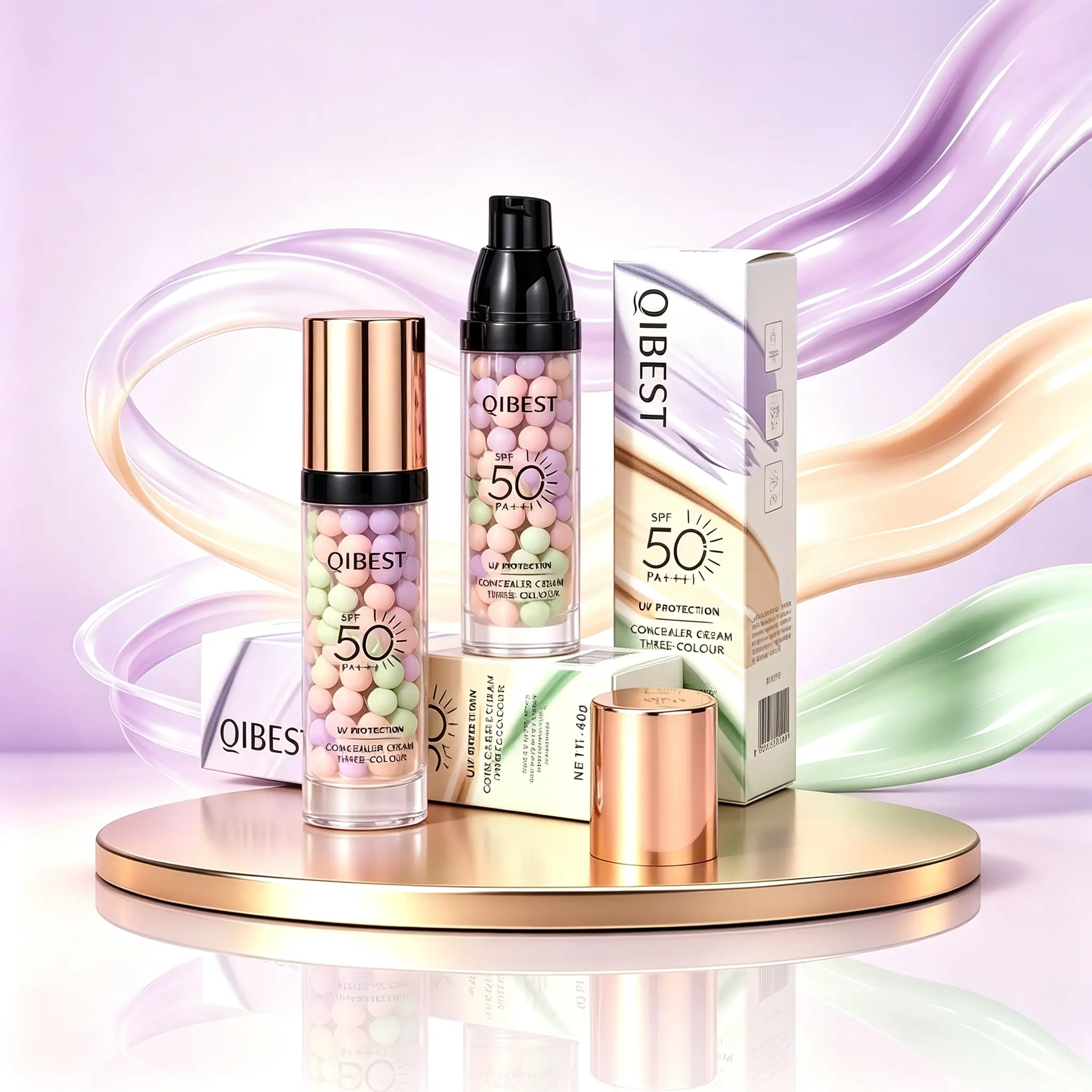 3-In-1 Cosmetic Face Primer - SPF 50 PA+++, Sunscreen Isolation Cream, 1-Step Color Corrector, Oil Control, Moisturizing, Imperfection Blurring, Radiant Skin Enhancer