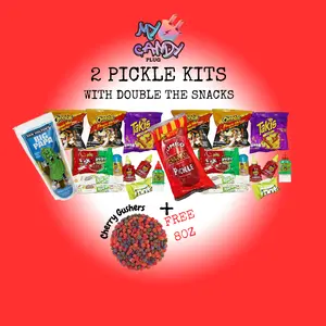 2 Double Dill Pickle Kits DIY - Sweet and Sour Gift Snacks - Cherry Flavor