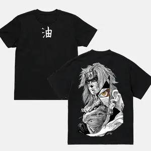 Jiraiya x Naruto- Naruto Crew Neck Short Sleeve Anime Graphic Double-Printed Cotton T-Shirt Unisex Breathable Streatwear Casual Pure Color Tee