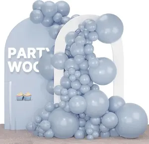 PartyWoo Dusty Blue Balloons 140pcs Different Sizes Pack of 18 12 10 5 Inch Slate Blue Boho Neutral Balloon Arch Kit for Baby Shower Graduation Cat Tornado Birthday Party Decorations Blue-F51