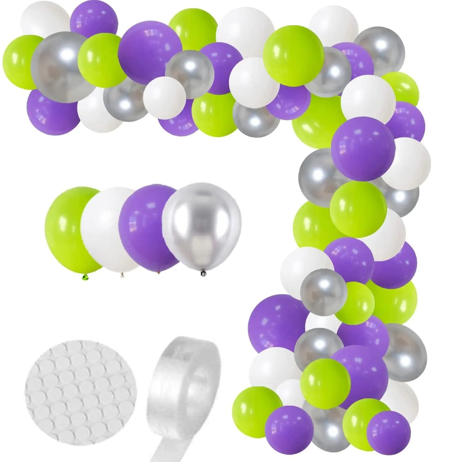 Lightyear World Balloon Garland Arch Kit - 122Pcs Green Purple White Balloons Metallic Sliver Balloons With Foil Star Balloon Buzz Lightyear Party Supplies For Buzz Lightyear Theme Birthday Decoration