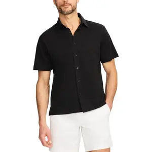 SAKS Fifth Avenue Men’s Short Sleeve Cotton Knit Button‑Down Shirt