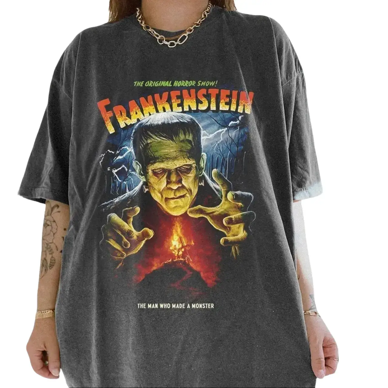 Classic Movie Frankenstein T-Shirt, Comfort Colors, Horror Tee, Goth Shirt, Alt Clothing, Dracula, Frankenstein, The Wolfman, Unisex