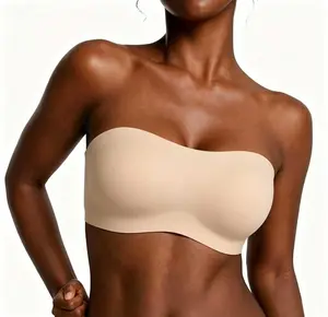 Womens Strapless Bras Push Up Bandeau Bra Non Slip Wireless Supportive Padded Bras Seamless Comfortable Tube Jelly Bra summervibes