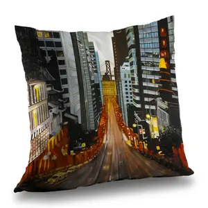 360 Stand Durable Poly Twill 14x14 in. Bedroom Throw Pillow Insert - San Francisco by Night Cities Design, Durable Cushions (C1PT1414T2ZK2B), Creative Decorative Cushion