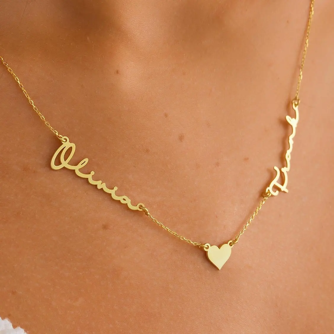 Double Name Necklace, Two Name Necklace, Name Customized Necklace, Couple Name Necklace, Name Bridesmaids Necklace, Name Wedding Necklace, Name Engagement Necklace, Name Personalized Necklace, Romantic Name Valentines Necklace Gif For Mother