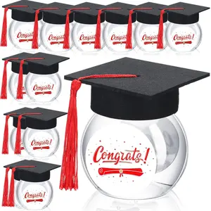 12 Sets 2026 Graduation Cap Candy Jars 8oz | Party Favor Containers for Guests | Class of 2026 Graduation Decorations