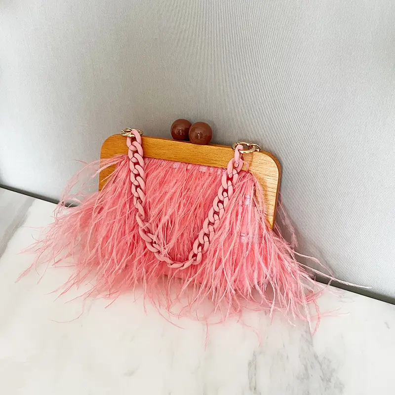 【Party Queen】2024 newest feather ladies shouder bags