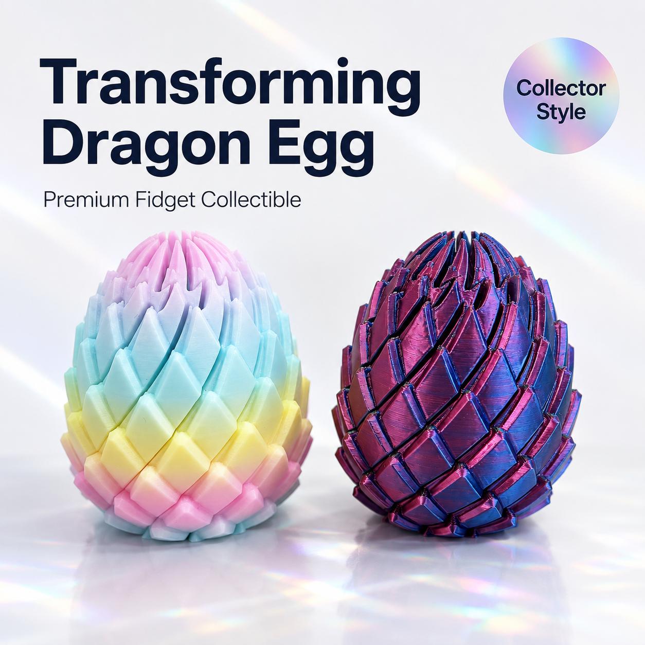 3D Printed Dragon Egg Fidget Toy — Satisfying Tactile & ASMR Sensory Toy for Stress, Anxiety & Focus | Transforming Self-Regulation Desk Fidget for Kids, Teens & Adults | Non-Toxic PLA, BPA-Free, Ages 3+ | 3 in (7.5 cm), 1.6 oz (45 g), Kids Toys, Gifts