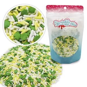 St. Pat's Luck Sprinkles | Green Shamrock Sprinkles w/ Decorettes | Available in 4 oz, 8 oz, and 12 oz Bags Cream Bake
