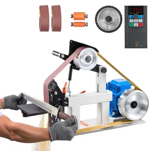 fathersdaygift VEVOR 1500W 2HP Belt Sander Grinder, 2x 82 Variable Speed Belt Grinder for Metalworking, 3 in 1 Belt Sander Polisher with 3 Grinding Moulds Flat Platen Tool Rest for Knife Making