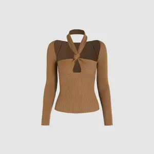 Cider [size 4-10] Rib Knit Knotted Halter Top