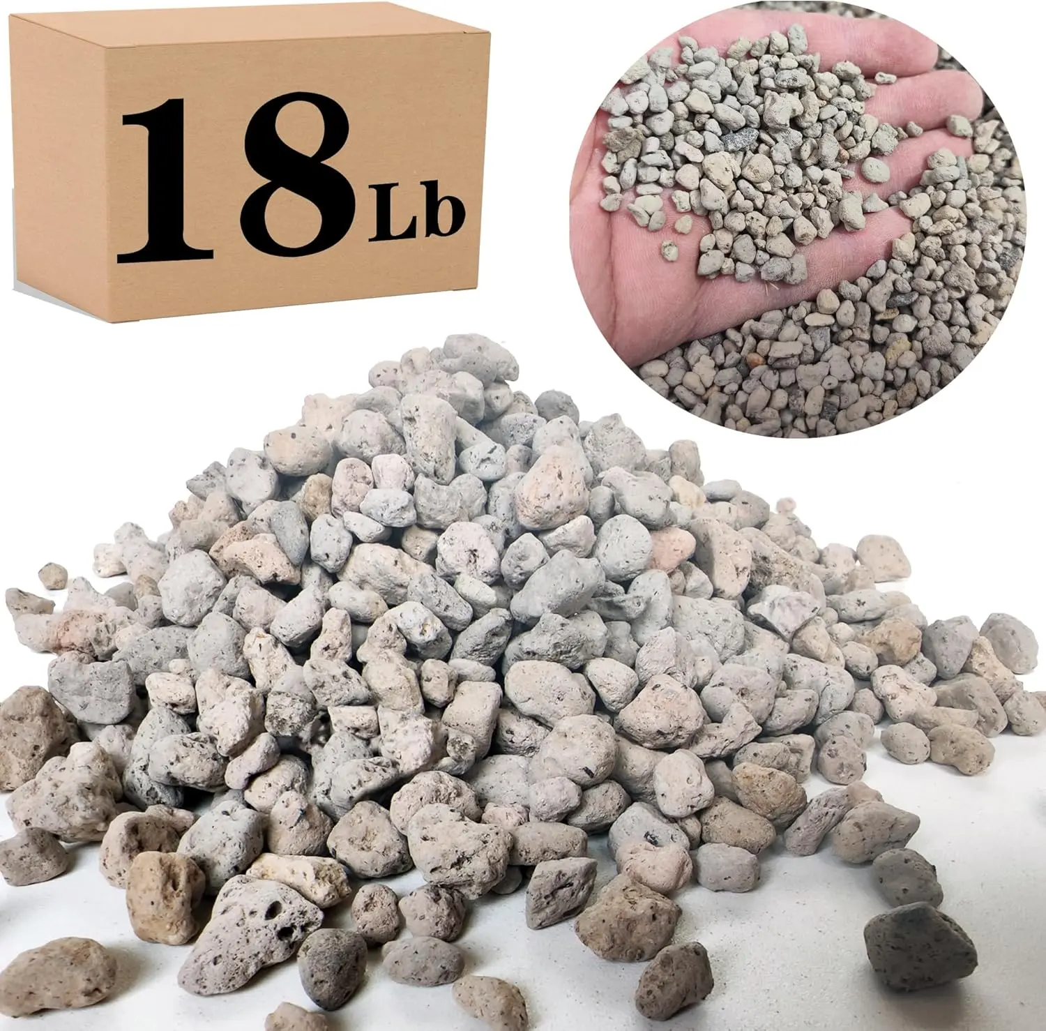 Garden Pumice Rock Horticultural Cactus Bonsai Succulent Soil Additive for , Landscaping, Vase Fillers (1/4 inch, 18 LB)