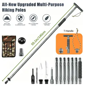 outdoorsmen gift tactical trekking walking Lightweight Adjustable Trekking Pole   mountain climb 7-in-1 Tactical Trekking Pole Your Ultimate Outdoor  Companion -Compass, Tinder, Saw Blade & More for Hiking Multifunctional