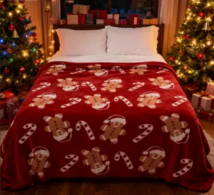 Christmas Throw Blanket Gingerbread Man Super Soft Blankets Couch Bed Sofa Microfiber Warm Cozy Lightweight Fluffy Fuzzy Fall Cute Blanket Winter 50x60 Inches