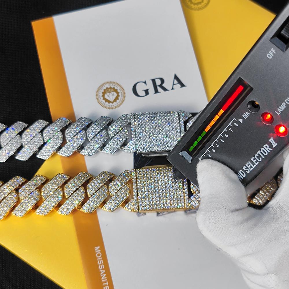 Custom 25MM S925 Sterling Silver Hip Hop Moissanite Cuban Link Chain Thick Miami VVS Cuban Necklace For Men