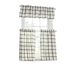 Mainstays Printed Tiers and Valance Set, 3-Piece, Multi, 56" W x 36" L