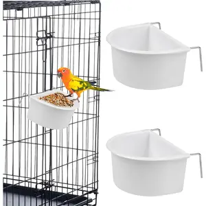 Bird Feeder, 2 Pcs Plastic Bird Food Feeder, Bird Water Cage Accessories, Hanging Bird Food Bowl Cups for Parrots Small Birds Pigeons Parakeet