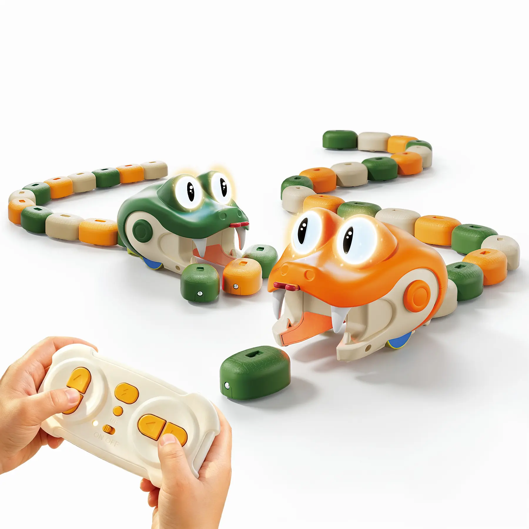 R&L Magnetic Snake Toy, Remote Control Growing Snake with Glowing Eyes